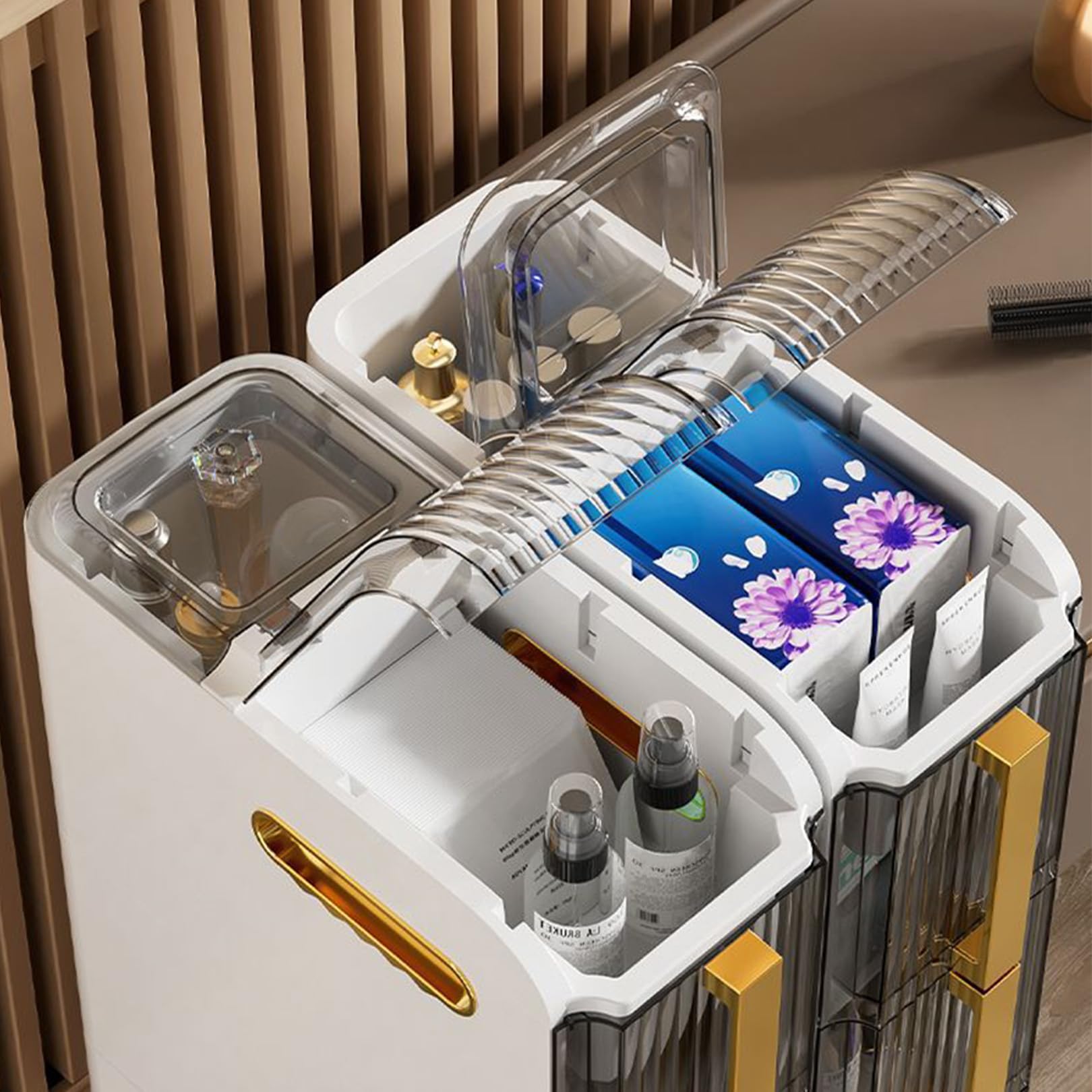 Armario de baño Blanco de 4 niveles. Mueble de almacenamiento Delgado para cocina, Sala y baño. Organizador Lateral para El hogar.