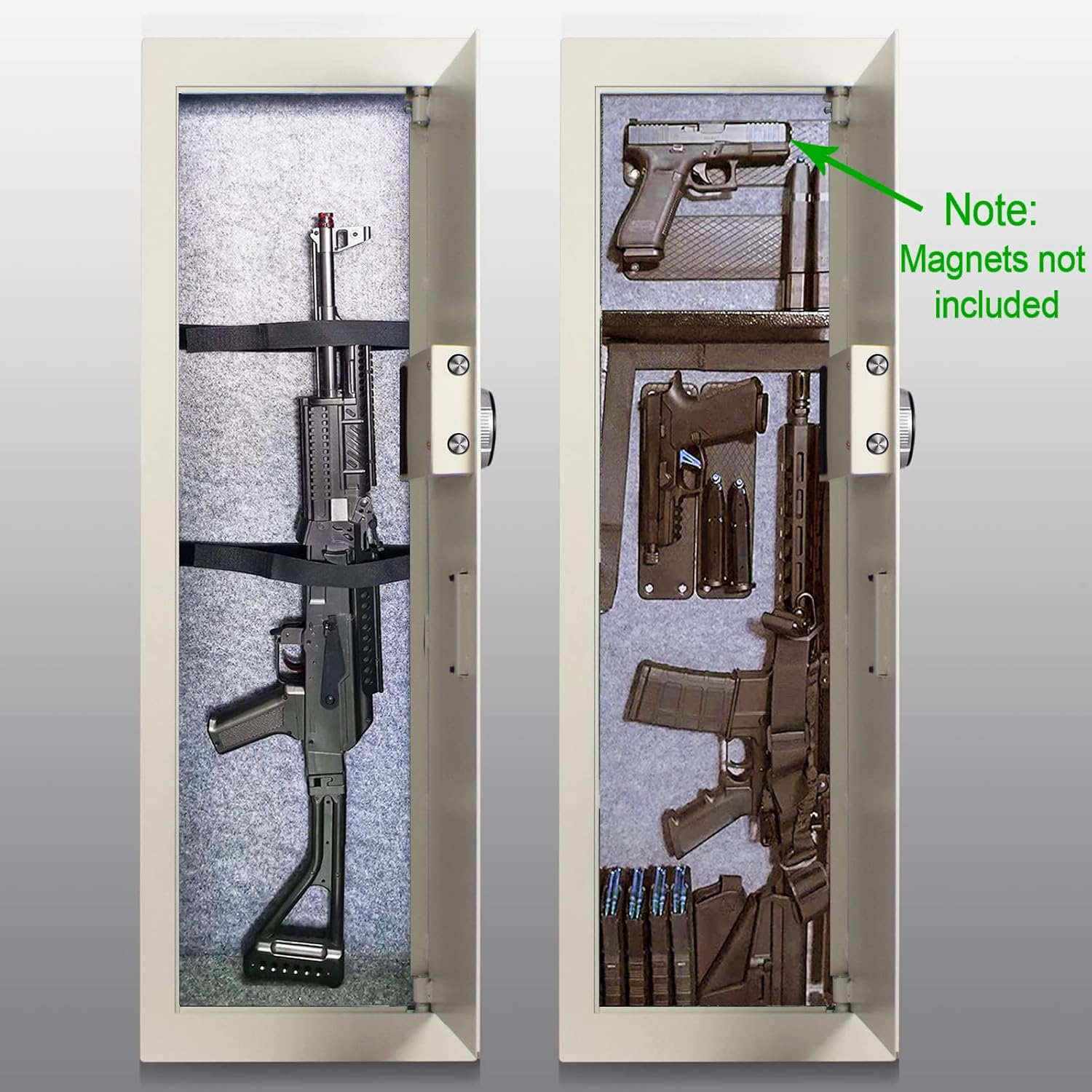 Langger Biometric Wall Safe Fingerprint Security Safe Between Studs, Hidden Gun Safe for Valuables, Rifle Shotgun Handguns (White -Large)
