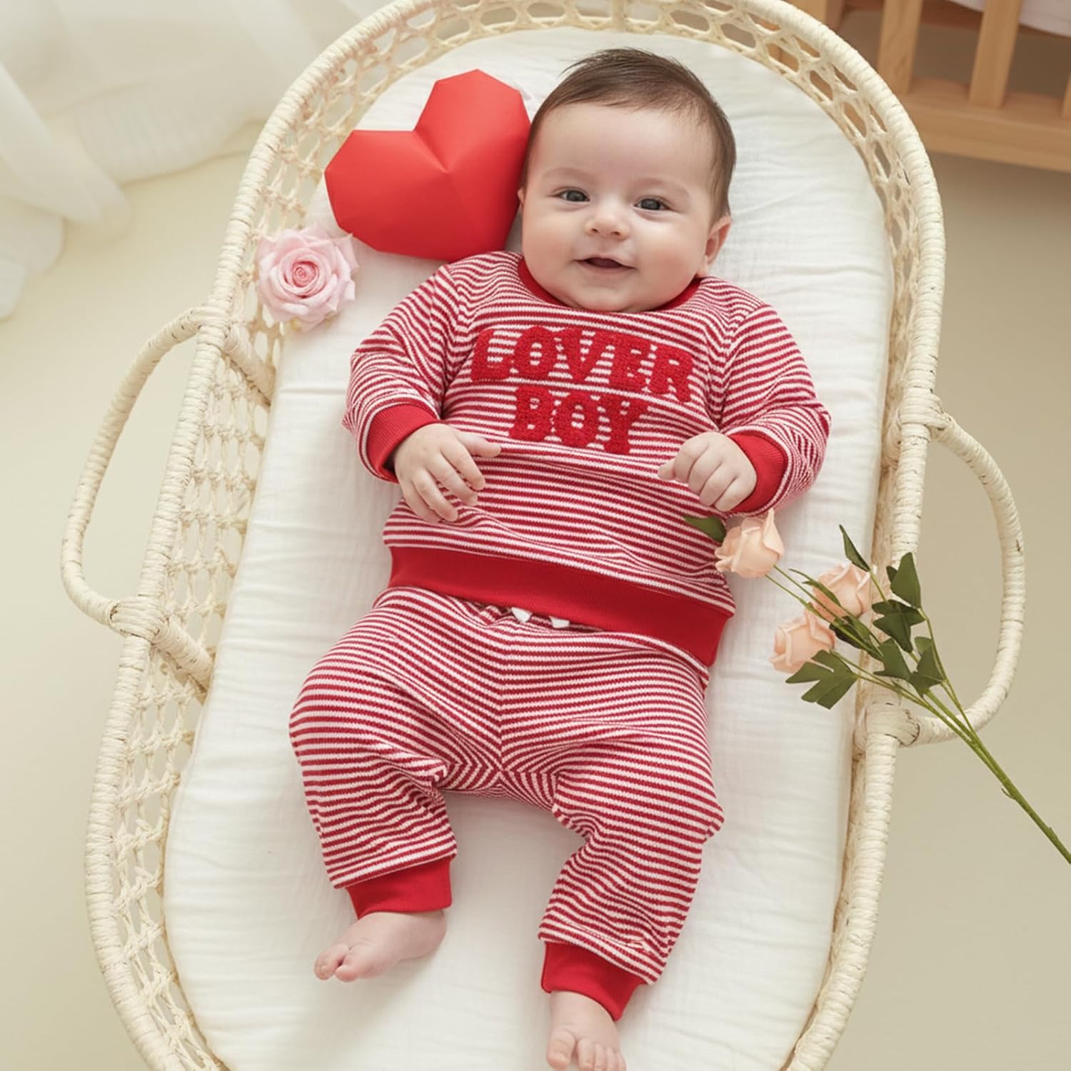 fhutpw Baby Toddler Boy Girl Fall Winter Clothes Embroidery Stripe Pullover Pants Sets Infant Long Sleeve Sweatshirt Outfits - Image 2