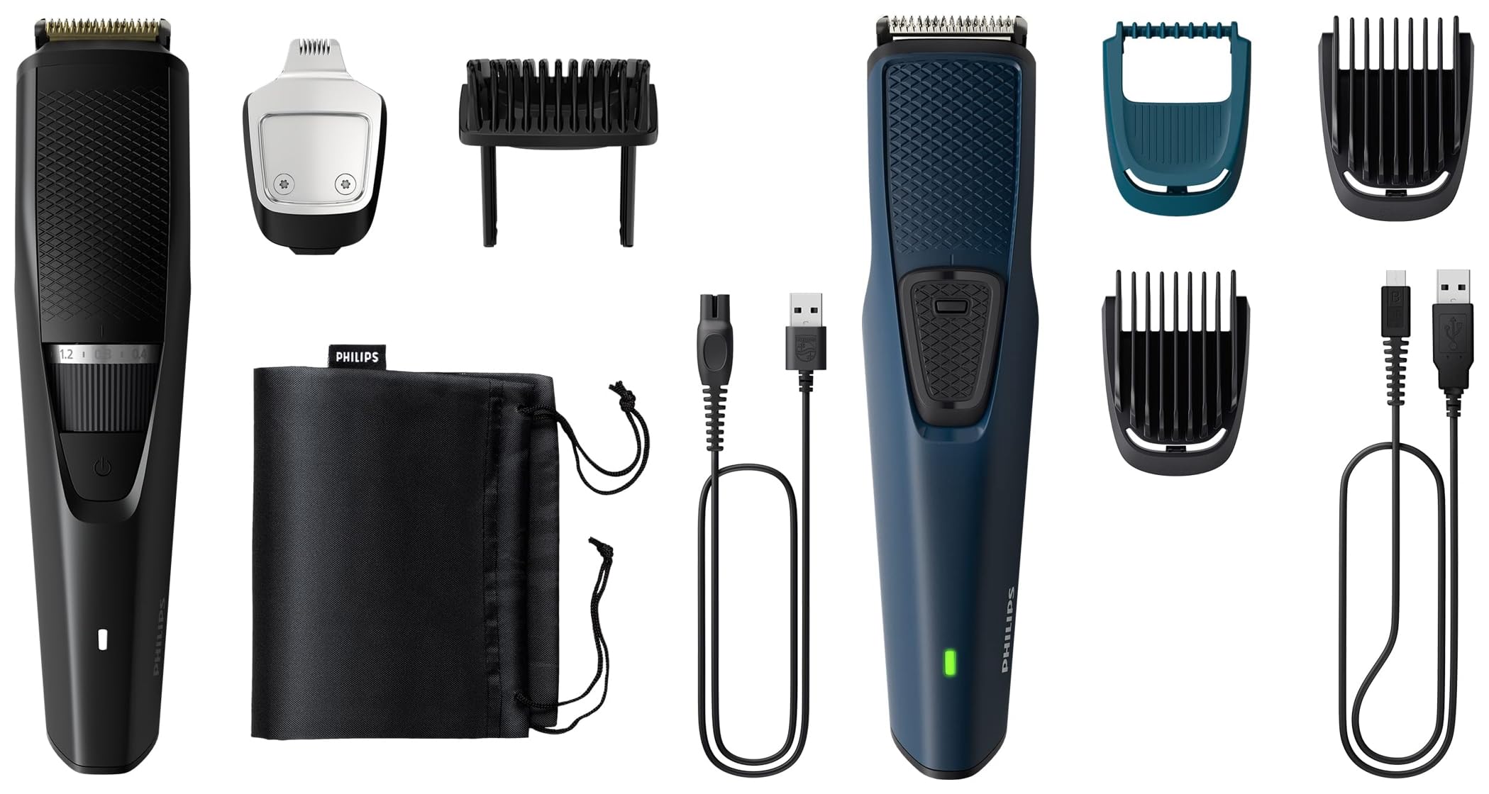 Pro Beard Trimmer and Styler - BT3441/30 & Battery Powered SkinProtect Beard Trimmer - BT1232/18,Men