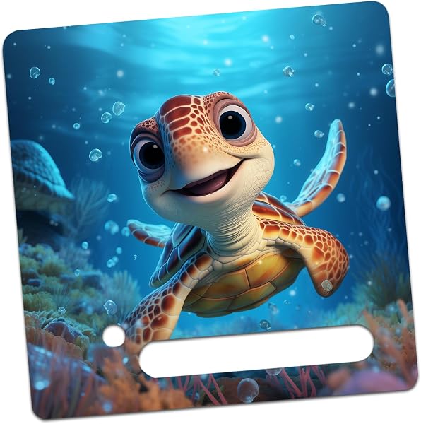 Yabaduu Schutzfolie Süße Tiere kompatibel mit Toniebox Lauscher Station Aufkleber personalisierbar Zubehör für Kinder Spielzeug passgenau selbstklebend Y031 (Nr. 55 Schildkröte, Ohne Wunschname) - 2