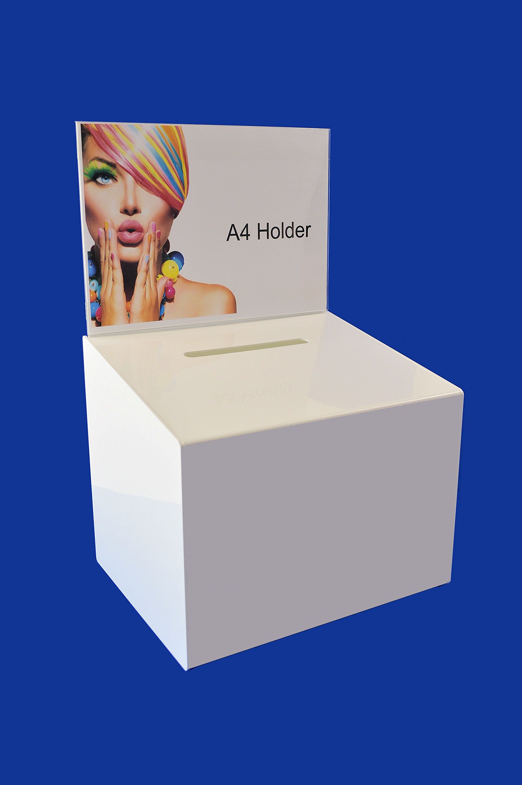 Pos Display Shop Large Lockable White Acrylic Suggestion Ballot Comments Ideas Feedback Collection Box - BB0001 White