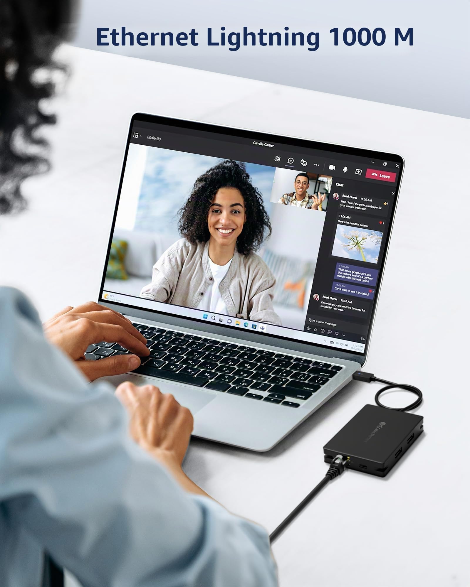 Cable Matters Hub USB4 Portable 8-en-1, 40 Gbit/s | DP unique 8K@60Hz ou double DP 4K@60Hz, dock USB4 compatible Thunderbolt 4, PD 100 W et Ethernet Gigabit
