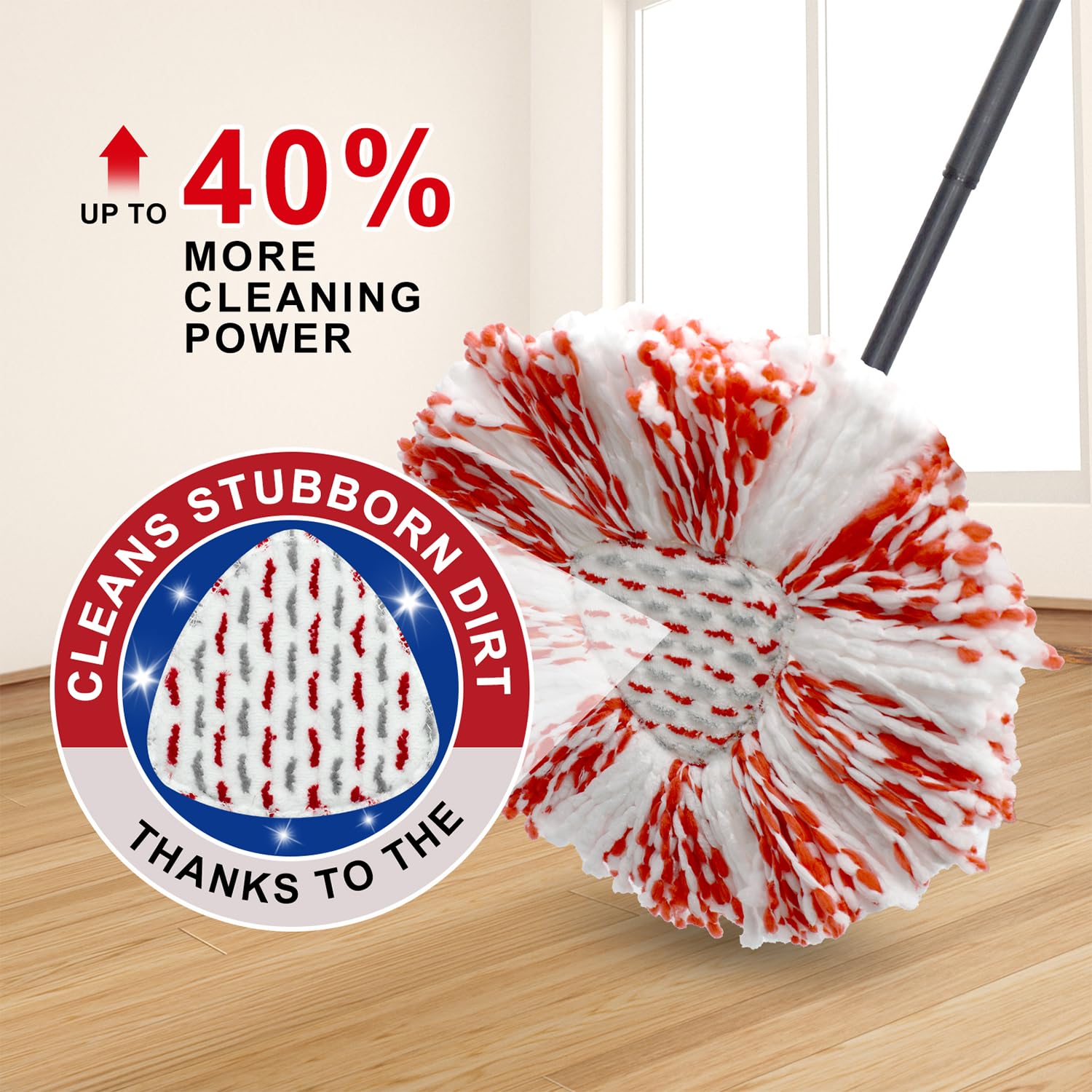 Paquete de 3 recambios mejorados de limpieza profunda compatible con el sistema de fregona y cubeta O Ceda EasyWring Spin Mop y Bucket de microfibra para Oceda Easywring 1 sistema de fregona de giro,