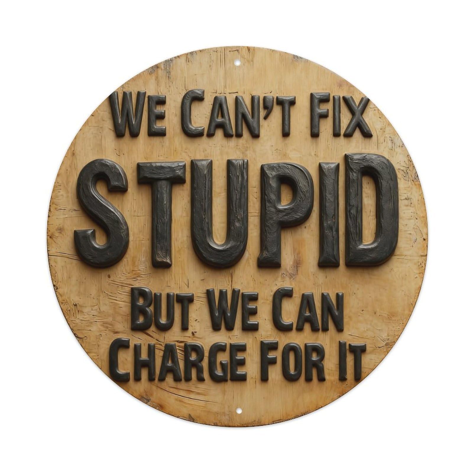 Zlatcbu Vintage We Cant Fix Stupid But We Can Charge For It Metal Tin Sign Retro Wall Art Poster, Decor For Home Living Room Bar Cafe Garage, 8X8 Inch
