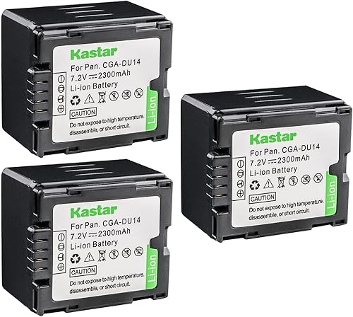 Kastar Paquete de 3 baterías de repuesto CGA-DU14 para Panasonic PV-GS59, PV-GS65, PV-GS70, PV-GS75, PV-GS80, PV-GS83, PV-GS85, PV-GS120, PV-GS150,