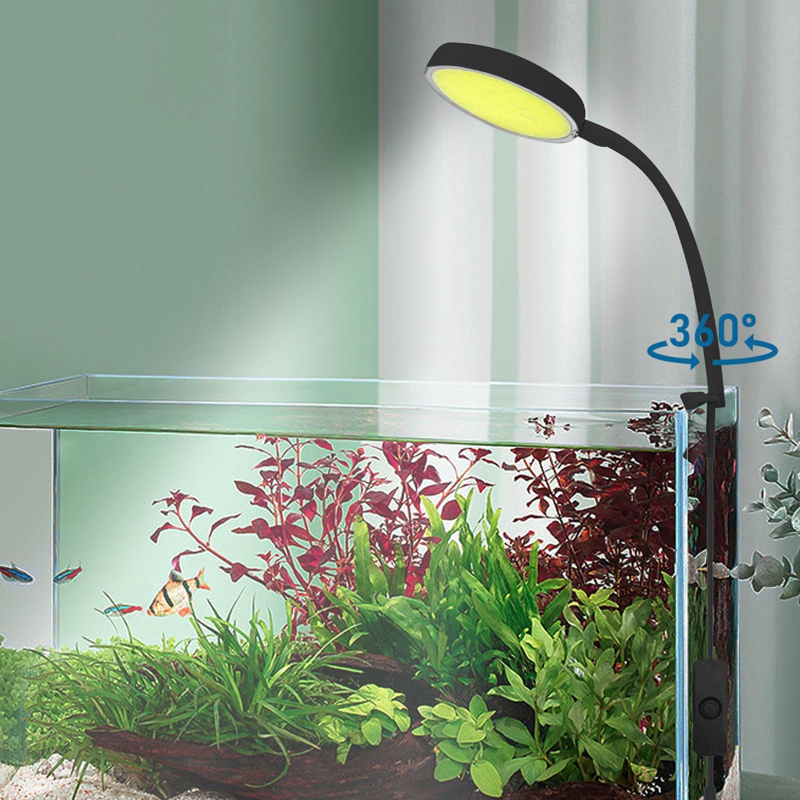 Amazon.co.jp: LED水族館ランプ、64W水中水槽ライト、360度調整可能な