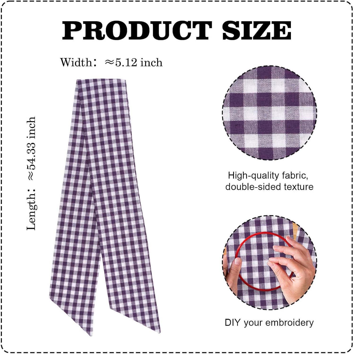 Purple and White Gingham Wreath Sash for Front Door, 5.1 x 54.3 Inch Checkered Plaid Bow Ribbon for Easter Mardi Gras Spring Holiday Decor