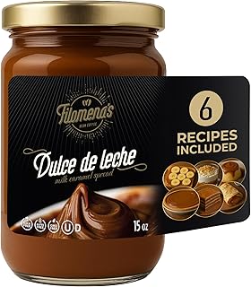 Filomena’s Dulce de Leche 15 Oz Jar – Authentic Milk Caramel Spread, GMO-Free, Kosher Certified, No Palm Oil, Gluten-Free - Caramel Cake Filling - Argentinian Gifts Traditional Recipes Included