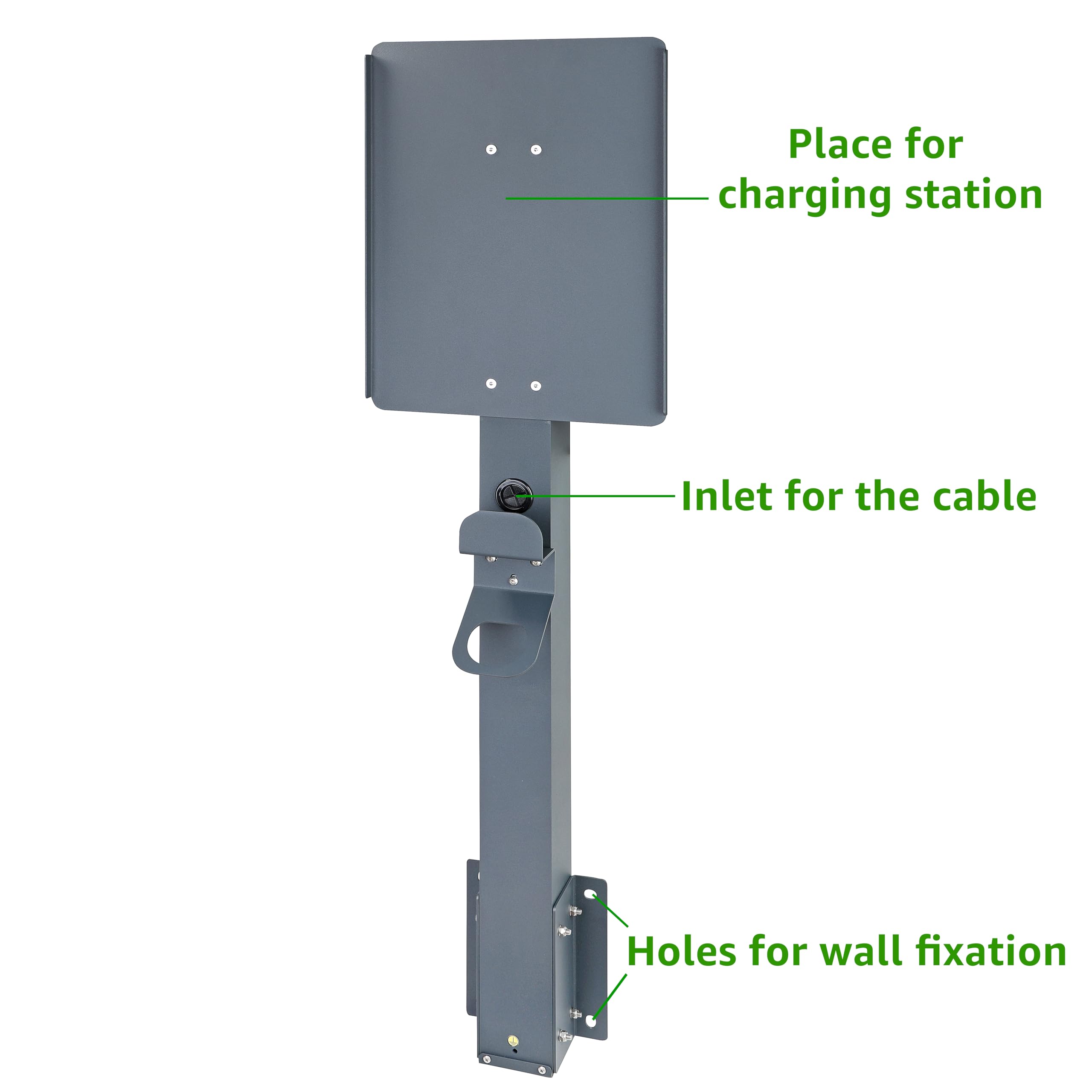 Supporto universale per wallbox in alluminio con fissaggio laterale per muro di sostegno. Colonna per wallbox per veicoli elettrici (colonnina di ricarica)