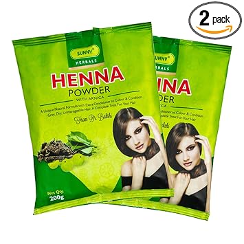 Sunny Henna Powder Fortified with Arnica, Bhringraj, Katha, Amla, Shikakai & Brahmi | With Extra Conditioner For Dry Hair, Natural Colour For Hair, Hands & Feet | For Women & Men 200 gm (Pack 2)