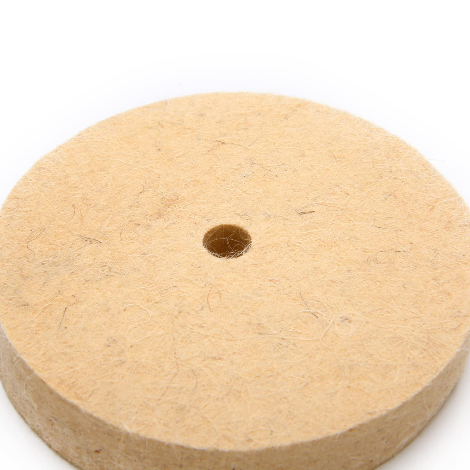 Produktbild von Fivekim Polierfilzscheibe 76x20mm – 3 Zoll, Innendurchmesser 10mm, Beige, Für Metall, Glas, Holz & Keramik
