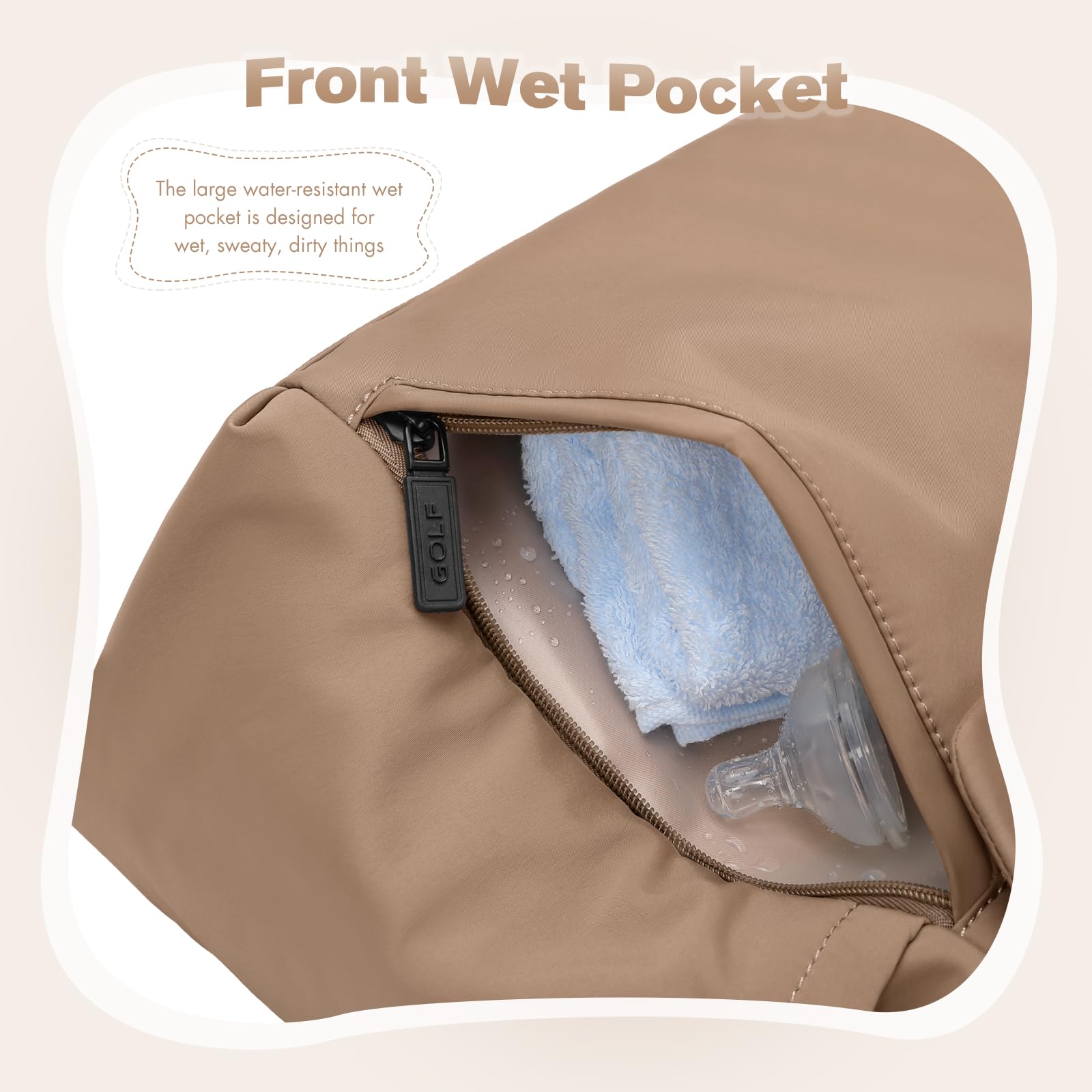 GOLF QUALITY 22L Puffer Diaper Bag Tote,Casual Crossbody Hospital Bag for mom,Large Capacity Baby Diaper Travel Bags,Brown - Image 3