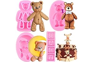 ZiXiang Bear Silicone Molds For Baby Letters, Moon Bear Chocolate Molds For Cake Decorating