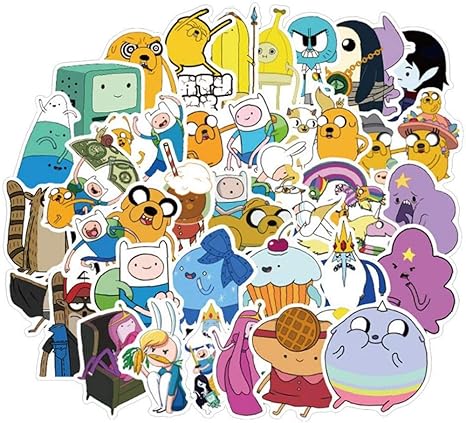 Amazon Co Jp 50pcs アニメアドベンチャータイムステッカーパック 子供用 ノートパソコン 冷蔵庫 携帯 スケートボード 旅行 スーツケース ステッカー 文房具 オフィス用品