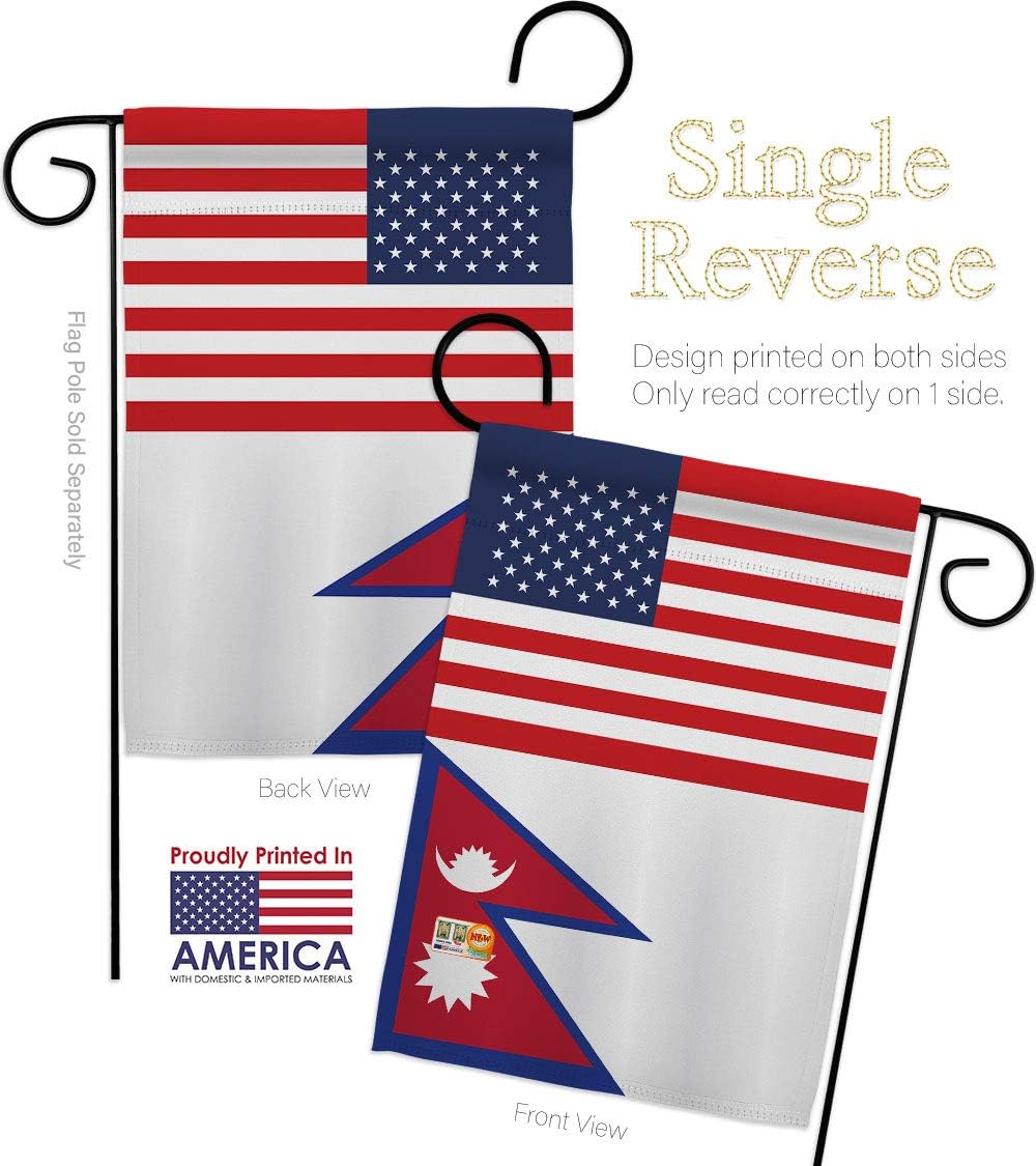 Nepal US Friendship Garden Flag Set Wall Holder Regional USA American Alliance World Country Particular Area Small Decorative Gift Yard House Banner Made In 13 X 18.5