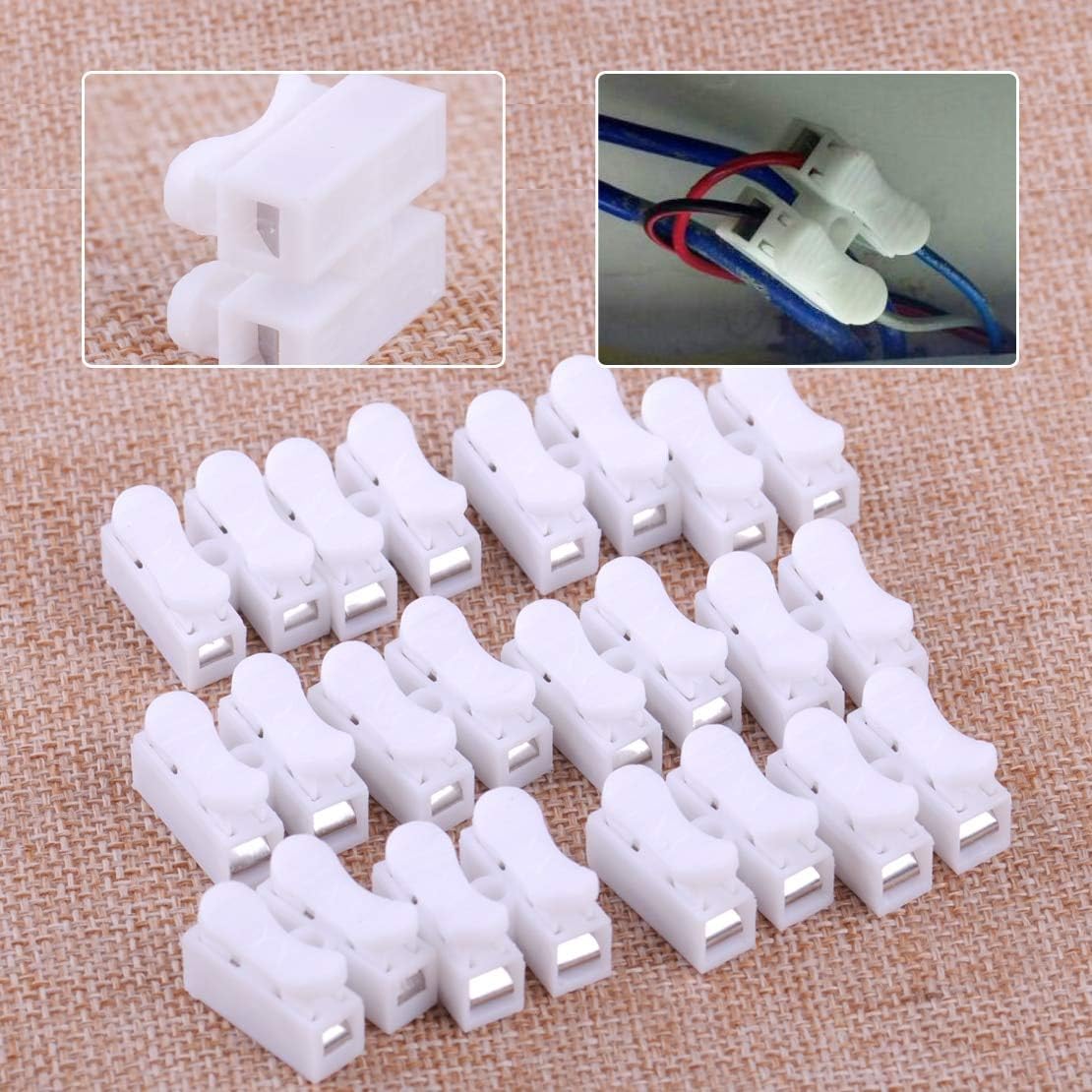 100Pcs/Set 2 Pin Self Locking Electrical Cable Connectors