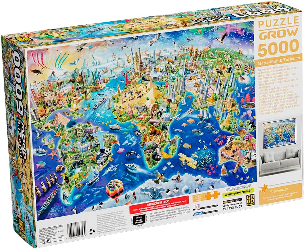 GROW P. 5000 PÇS MAPA MUNDI TURÍSTICO, Modelo: 4353