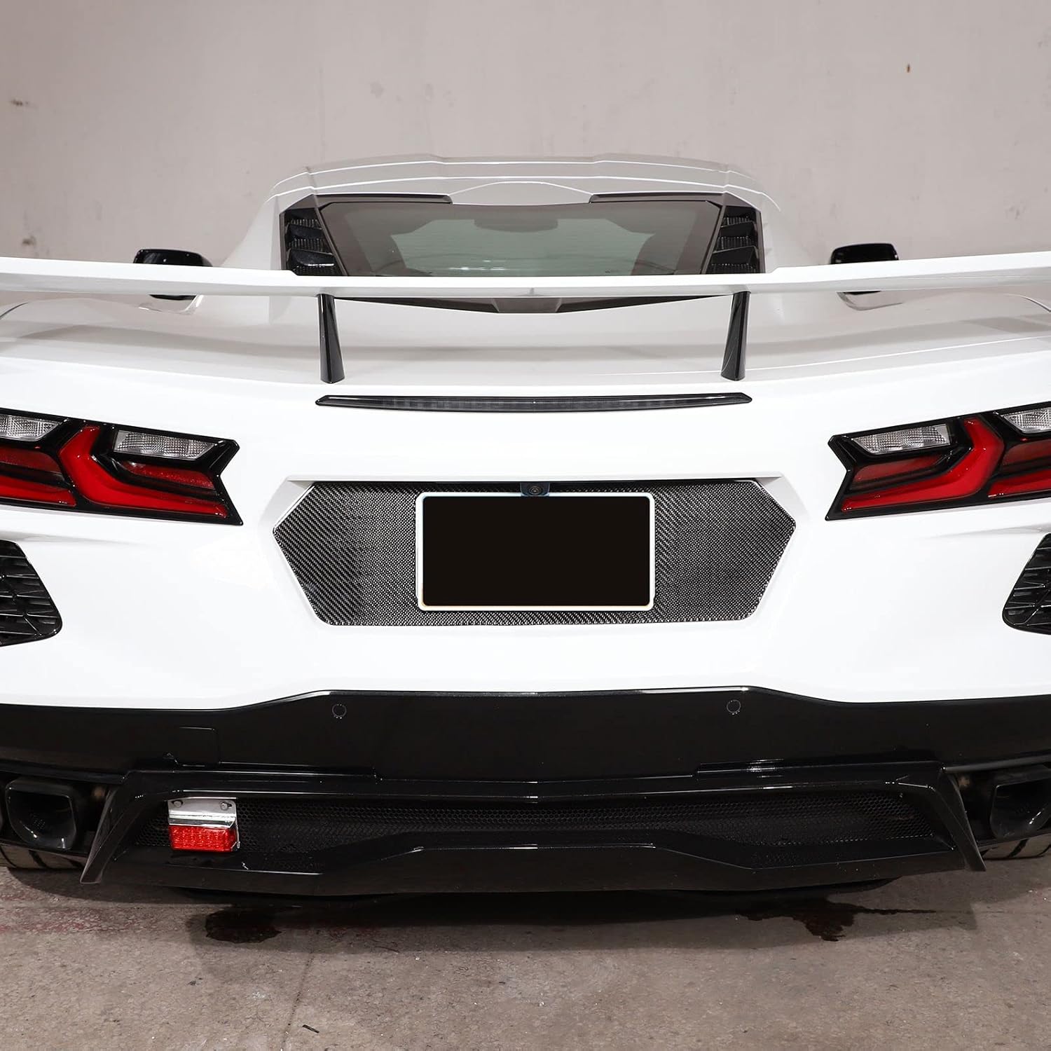 Carbon Fiber License Plate Frame Panel Cover Trim Compatible with Chevrolet Corvette C8 Z06 2020-2025 Licence Plate Accessories (License Plate Frame - Black)