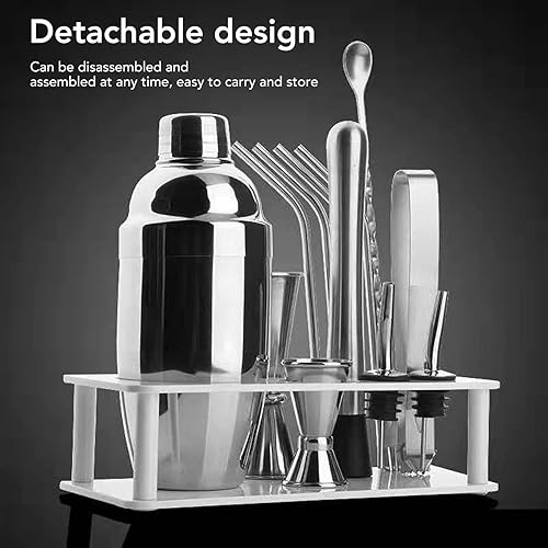 Miniatura 2 de Kit de barman de acero inoxidable con soporte acrílico, juego de herramientas de barra de folleto de recetas con soporte para el hogar y juego de