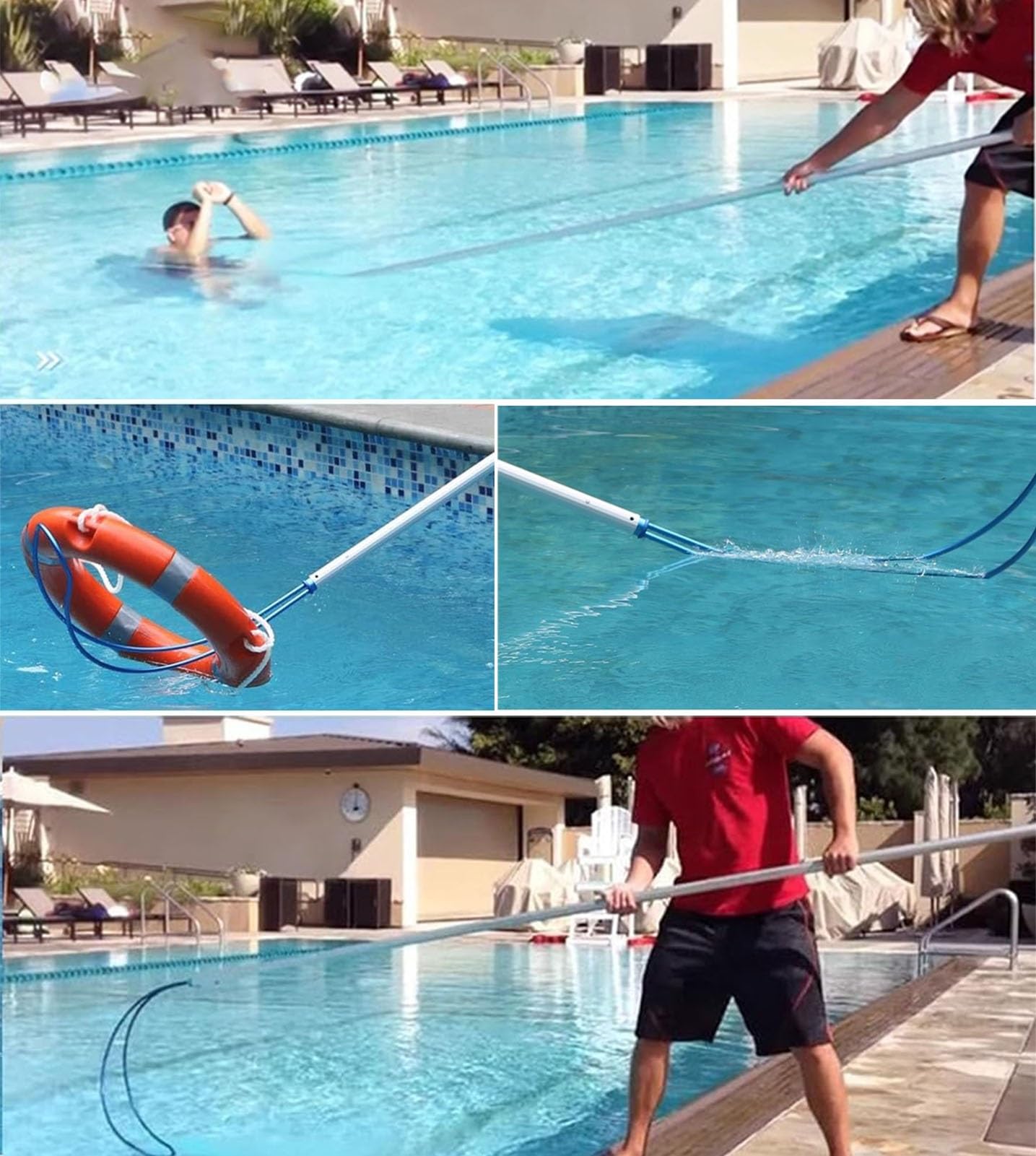 Oracra Swimming Pools Emergency Safety Hook, Commercial Aluminum Rescue Equipment/Life-Saving Tool, 1.2-3.0m Preserving Telescopic Poles for Drowning