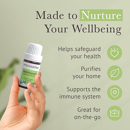 Miniatura 5 de Pranarom Aceite esencial de helichrysum orgánico certificado por USDA (0.2 onzas líquidas), 100% puro y natural de grado terapéutico para cuidado de