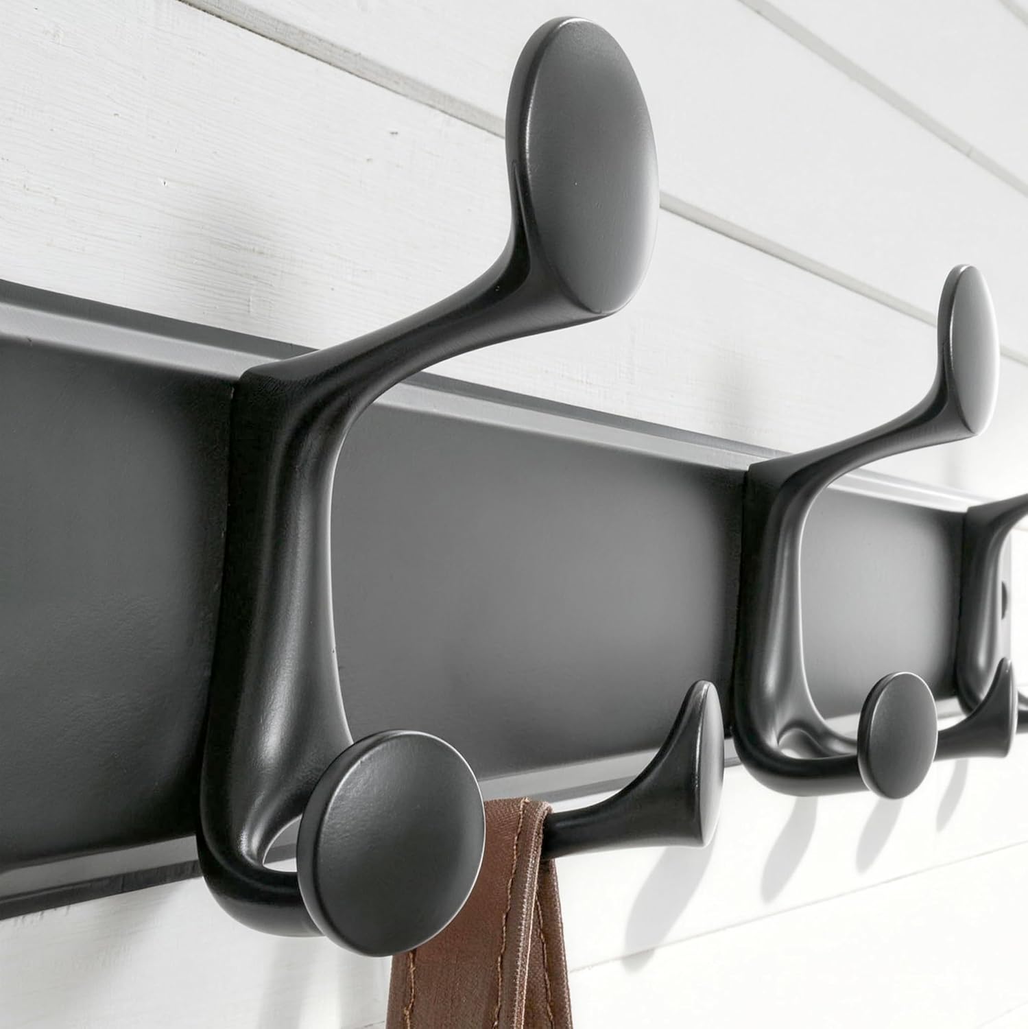 SKOLOO 12 Hooks Wall Mounted Coat Rack, 24 Inch Modern Coat Hanger for Entryway, Bathroom, Garage, Lightweight with 16 Inch Stud Spacing Design, Matte Black