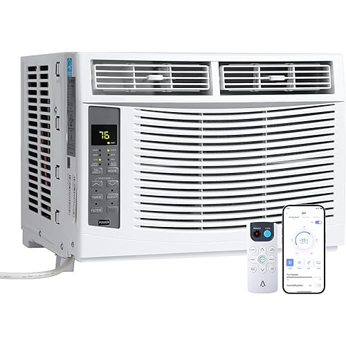 6000 BTU Window Air Conditioner with WiFi, Cools up to 250 Sq. Ft., Energy Saving Window AC Unit with Remote & App Control & Timer Function & Easy Install Kit, Perfect for Small Bedroom, Living Room