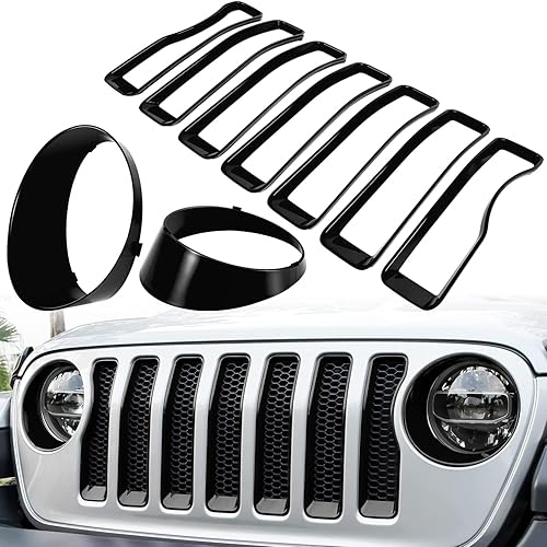 Insertos de malla para rejilla delantera y cubierta de faros para Jeep Wrangler JL JLU Sport & Sport S Solo 2018-2023 Accesorios exteriores con clip