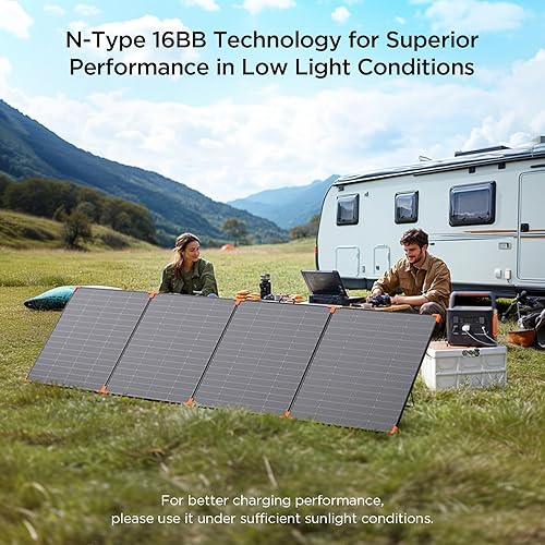 Miniatura 5 de N-Type 16BB 450W Panel solar portátil con diodo de derivación, RV Essentials, cargador solar plegable de 38 V para estación de energía 25% de alta