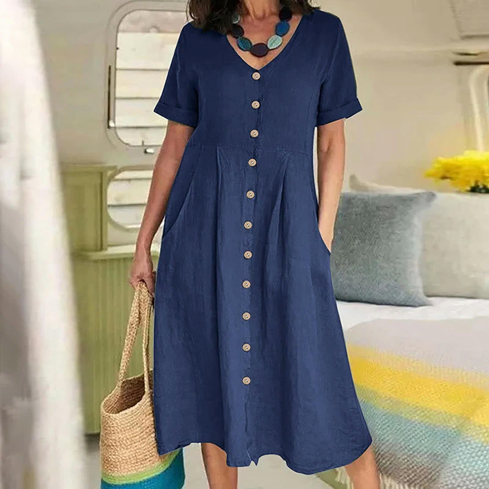 Gonna Donna Donne Asseggio Chiuso Chiuso Colore Solid Solida Neck Singola Singola Singola Singola con Gonna Pacchiale Elegente Asseggio Comfotto Vestito