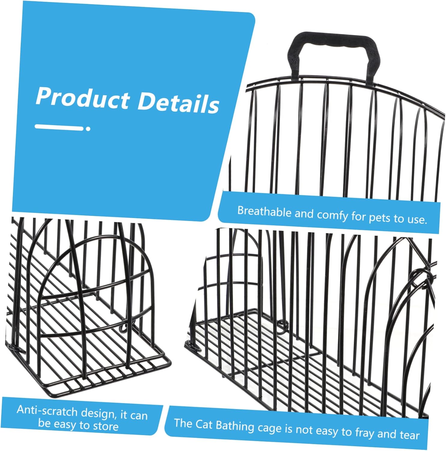 Kisangel Portable Cat Bathing Cage Wear Resistant Mesh Shower Enclosure for Cats Scratch Resistant and Reusable for Household Washing and Drying