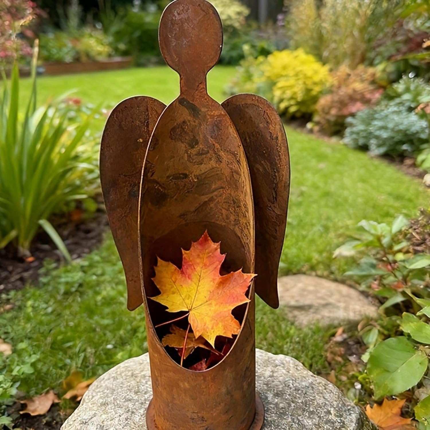 Wind Resistant Candle Holder Outdoor Gardens Metal Decoration Rustproof Romantic Lighting Decoration Yard Accessories Angel Sculpture Yard