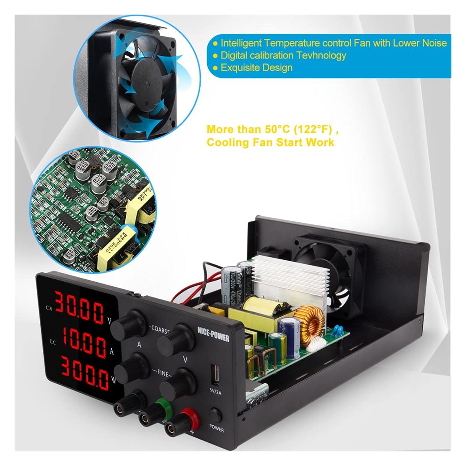 Alimentation Laboratoire Dc Alimentation 3 0V 10a Source d'alimentation de laboratoire réglable numérique for réparation de téléphone + Protection des courts-circuits(120V 3A)
