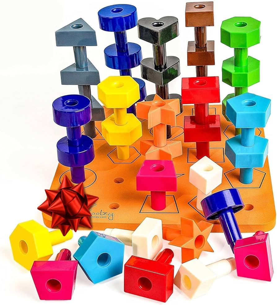 Amazon.co.jp: Skoolzy ペグボード図形パズル 38ピース 作業療法