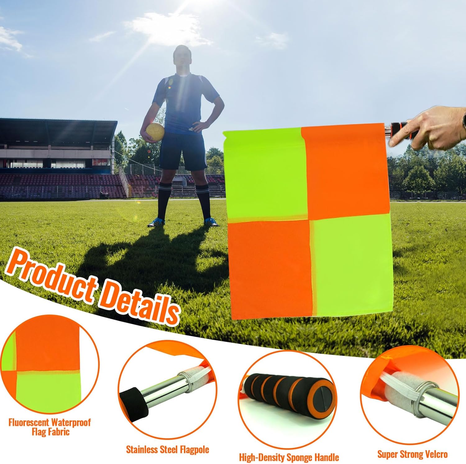 Soccer Referee Flags soccer referee kit, soccer referee cards,referee flags, Whistle, Flip Coin & Ref Notebook - Complete Assistant Referee Kit for Football Match (Yellow) - Image 3