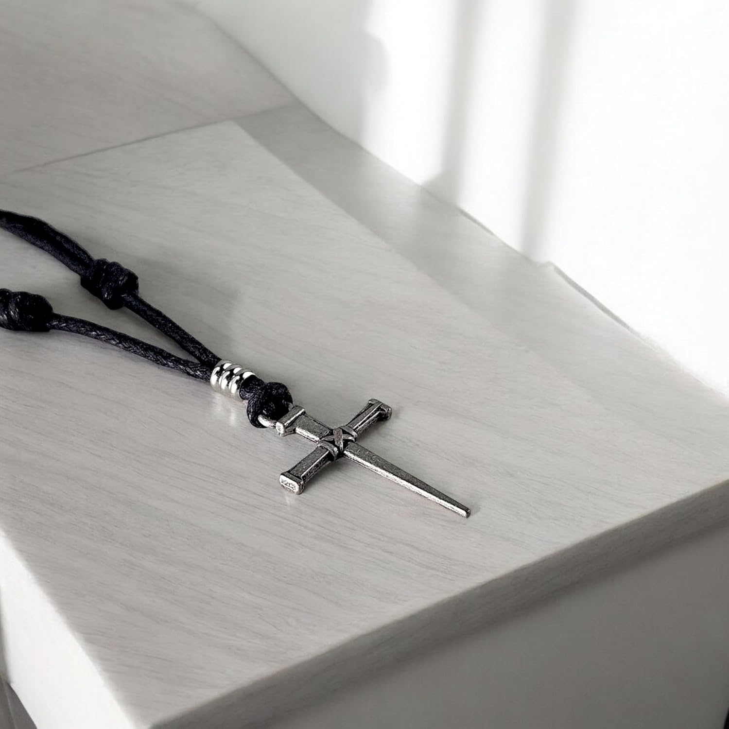 BlueRica Nail & Cross on Adjustable Cord Necklace - Image 3