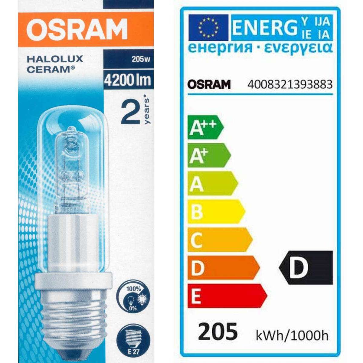 12 x Osram Halolux Ceram 64404 205W 230V E27