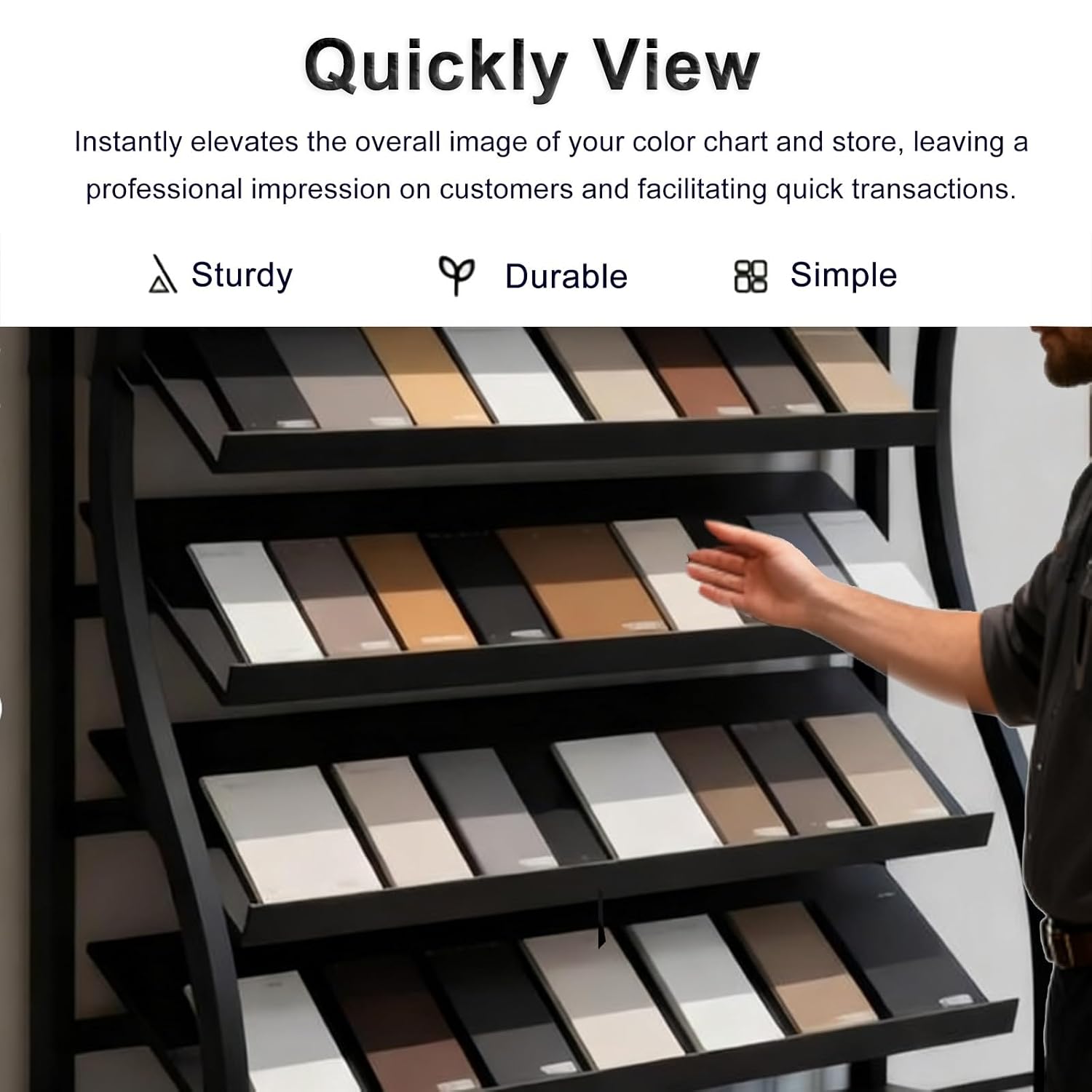 Freestanding Home Building Materials Retail Store Display Shelf, 65in Tall Sample Rack for Ceramic Tile/Wooden Board, Commercial Cabinet Doors Color Card Holder(59x13.8x65in/150x35x165cm)