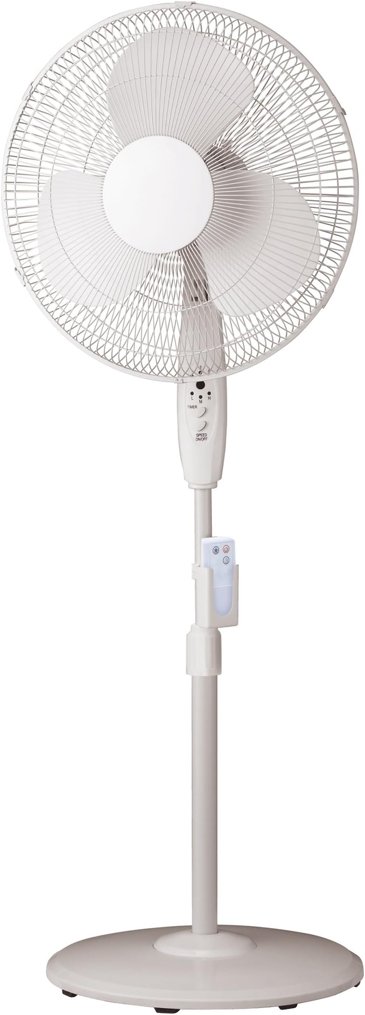 Pelonis FS40-8JR 16" White 3-Speed Oscillating Pedestal Fan with Remote W