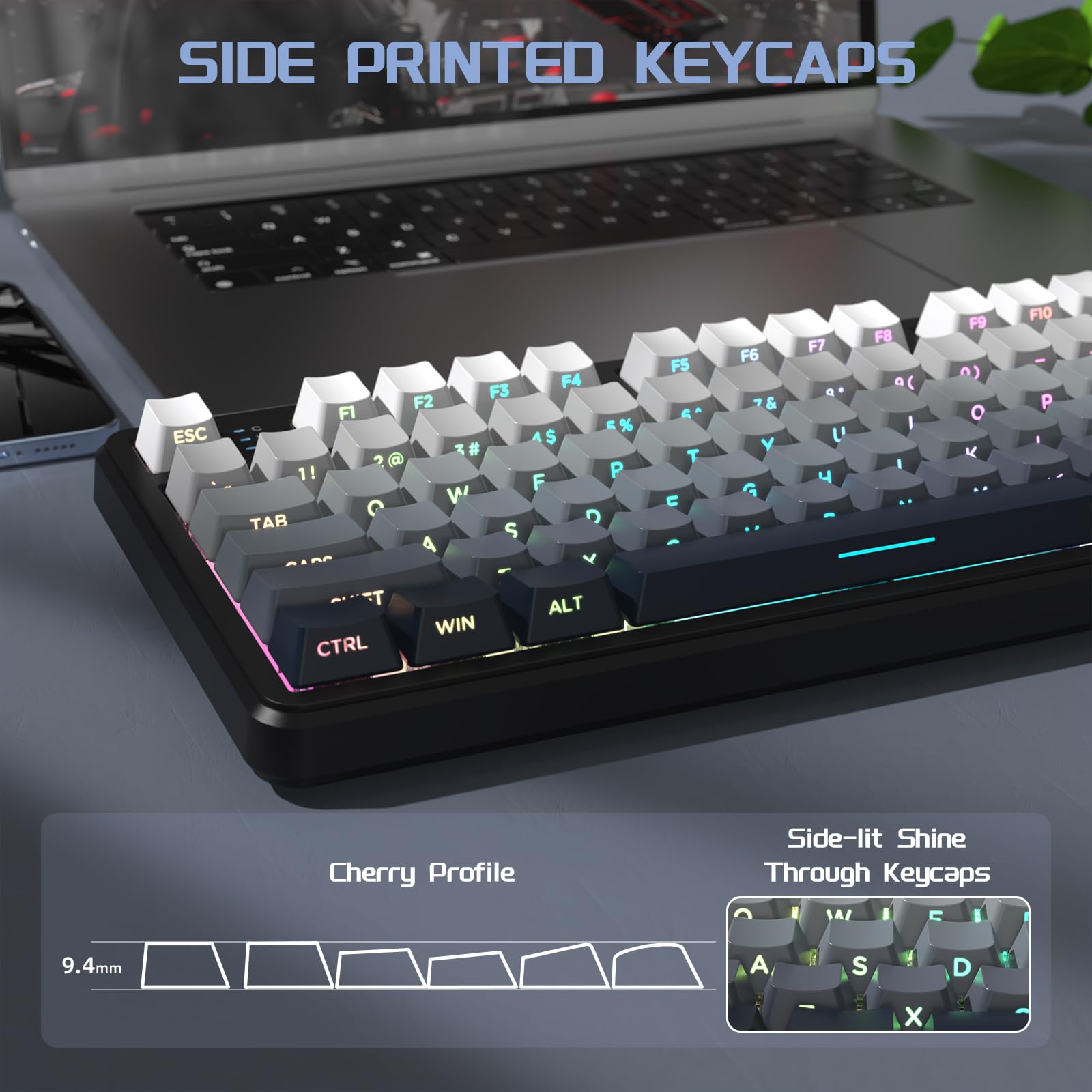 LexonElec X ATTACK SHARK X87 Tastiera Meccanica Wireless, Tri-Mode-BT/2.4G/Cablato, Sostituibile a Caldo, Interruttore lineare, Tasto PBT Stampato Lateralmente, Guarnizione, Tastiera RGB (Bianco Nero)