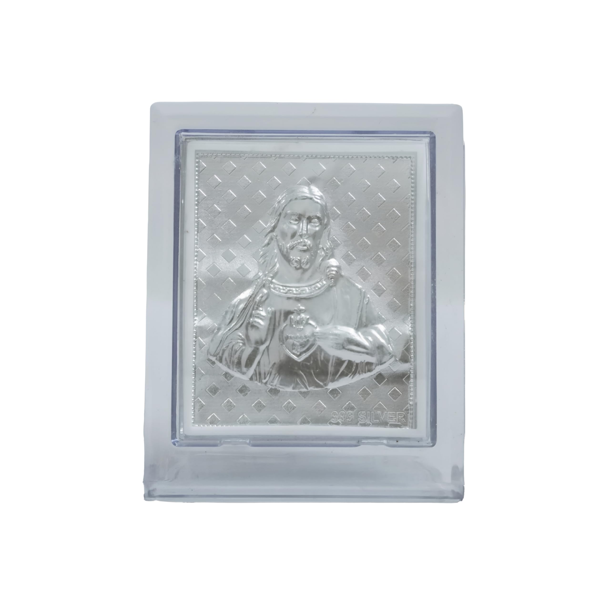 Crown Jewels 999 Silver Jesus Christ Photo with Frame (11x08 CM