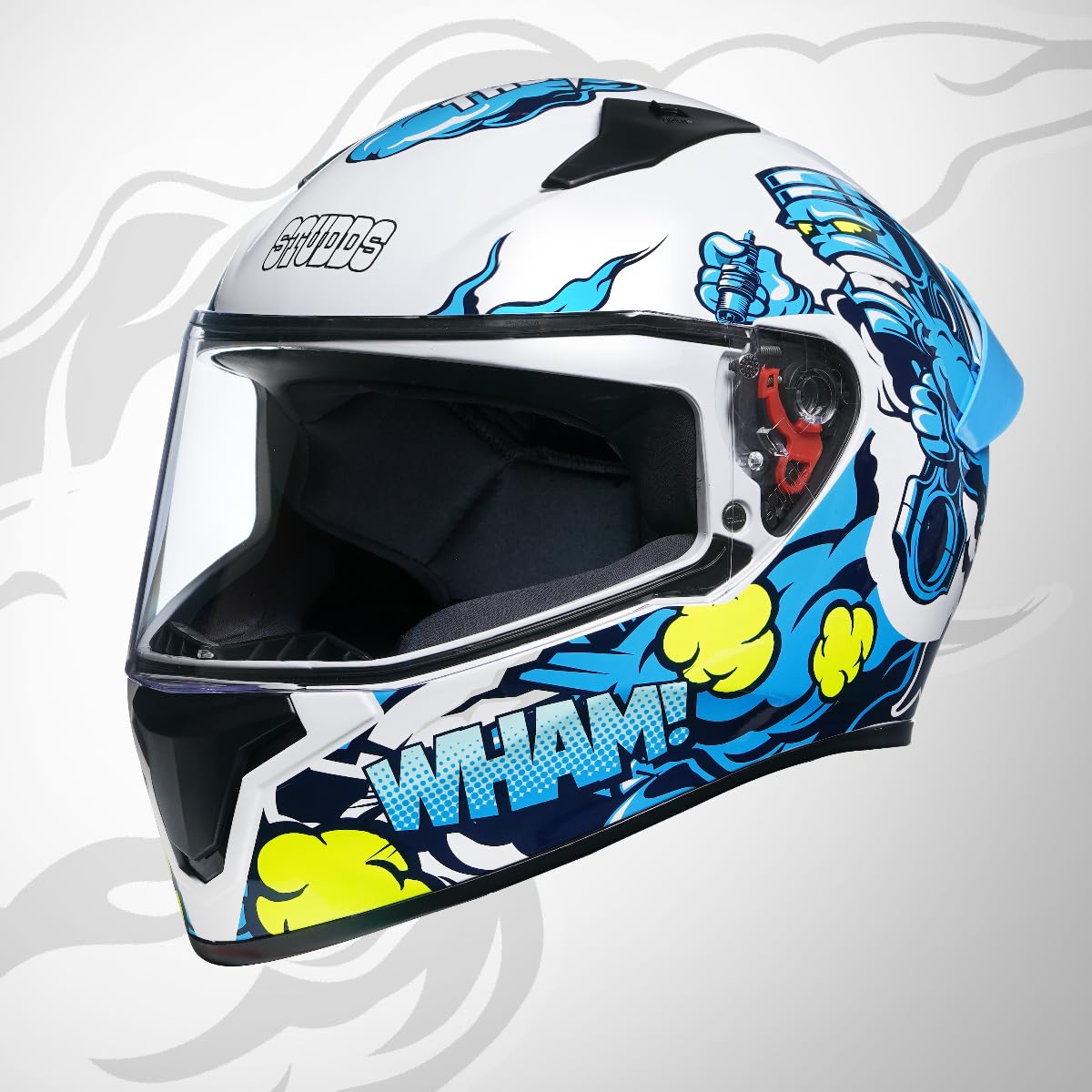 Thunder D10 ISI and DOT Certified Full Face Graphic Helmet for Men and Women with Clear Visor and Painted Spoiler