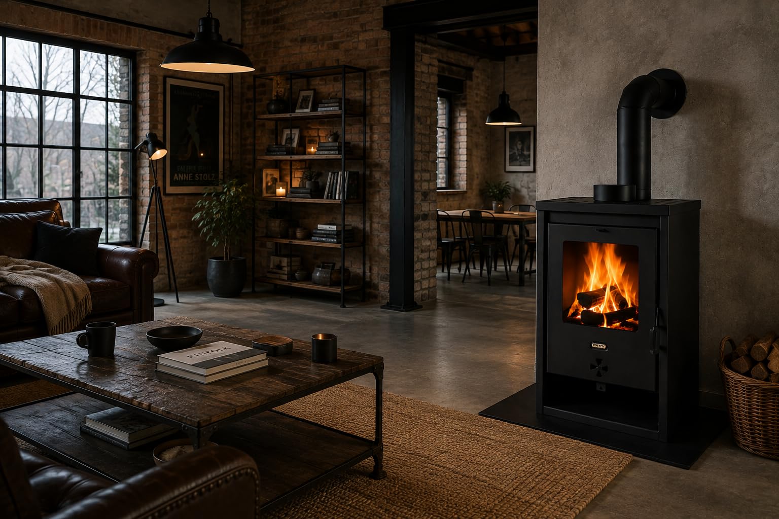PRITY K1 D Poêle à bois 9,3 kW, classe d'efficacité énergétique A+, 81,3 %, tuyau de fumée Ø 150 mm, construction en acier et fonte