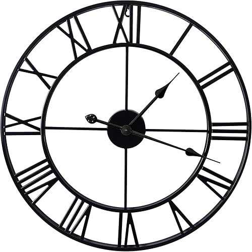 Relojes de pared grandes sin tictac, silenciosos, de 30 pulgadas, funciona con pilas, de gran tamaño, de metal, números romanos redondos, relojes de