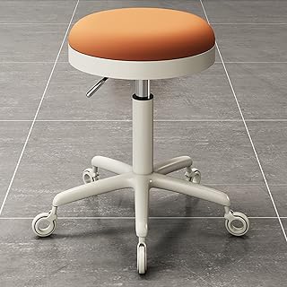 Swivel Rolling Stool Stools,Rolling Shop Stool with Wheels, Swivel Salon Stool Chair Adjustable Drafting Stool,Work Bench Stool(Orange)