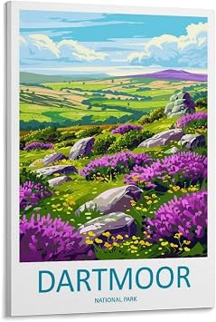 ZJLAMZ Dartmoor Travel Print Dartmoor Deco National Park Print Dartmoor National Park Canvas Art Poster And Wall Art Picture Print Modern Family Bedroom Decor Posters Frame 12x18inch30x45cm
