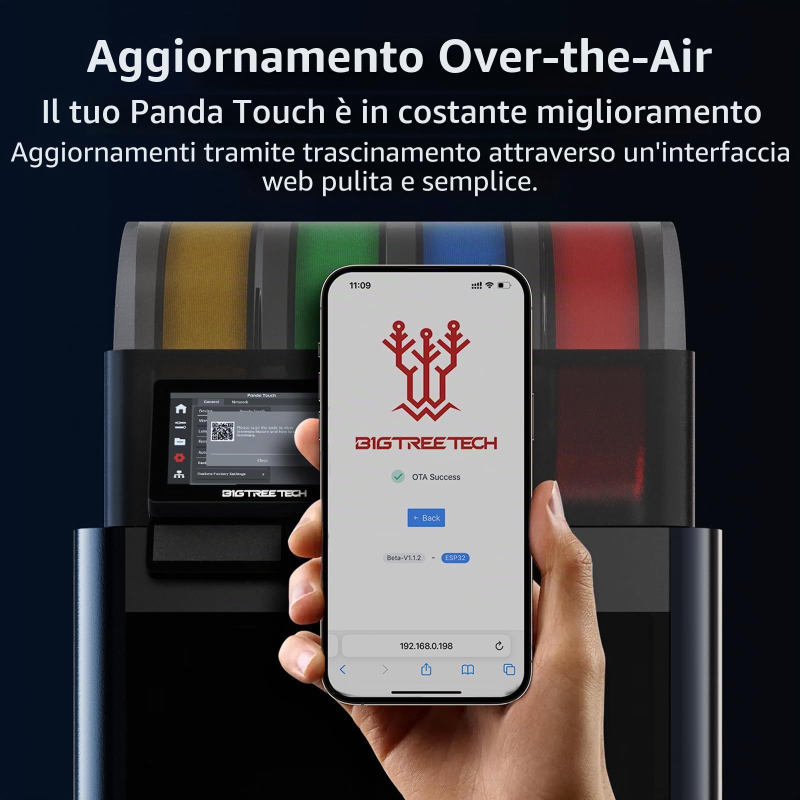 BIGTREETECH Panda Touch, Compatibile con le Mini Stampanti 3D Bambu-lab P1S/P1P/X1C/A1/A1, kit di Aggiornamento del Touch Screen, Supporto AMS e Gestione di Più Stampanti, Plug & Play