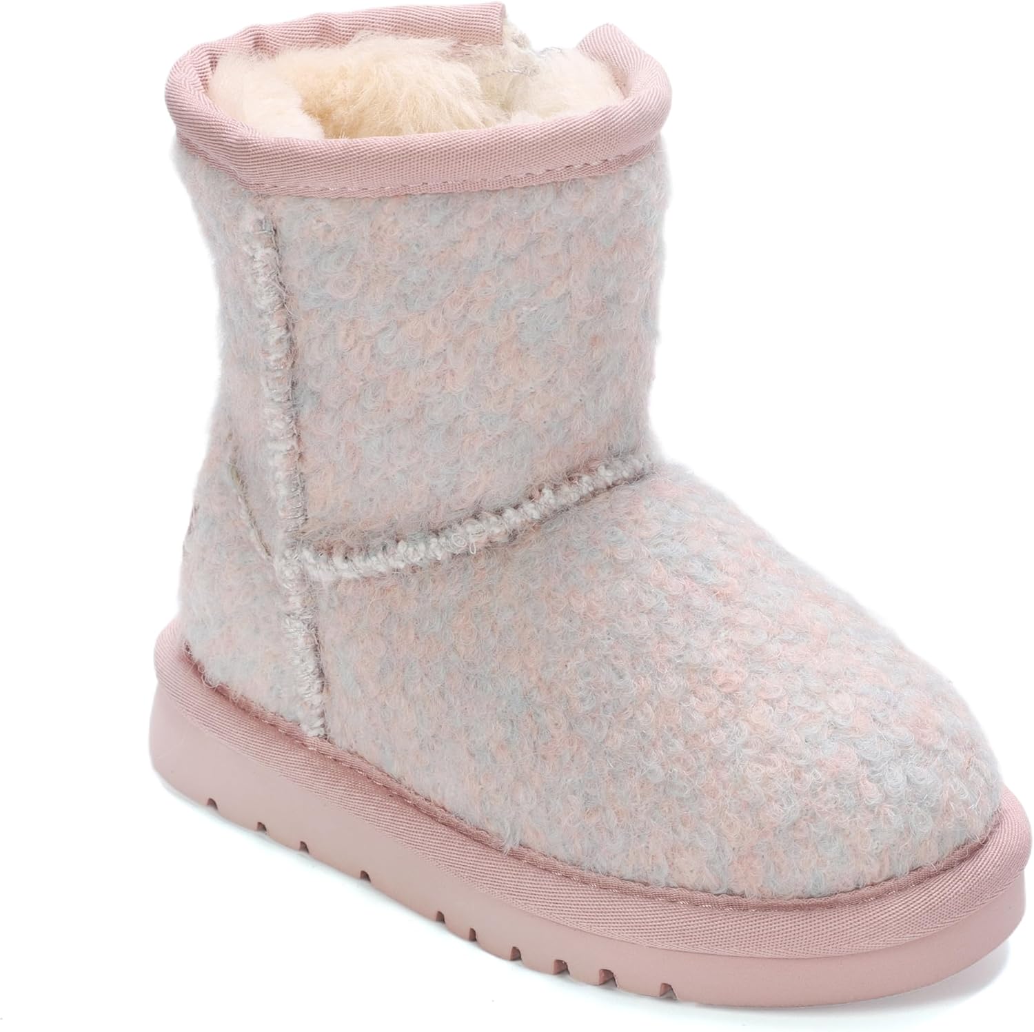 mykos Kids Kora Toddler Zip-Up Knitted Wool Boot - Water & Stain Resistant 5.5" Classic Boot - Cozy, Classic Everyday Style for Casual Wear - (Light Pink Wool-5C M US)