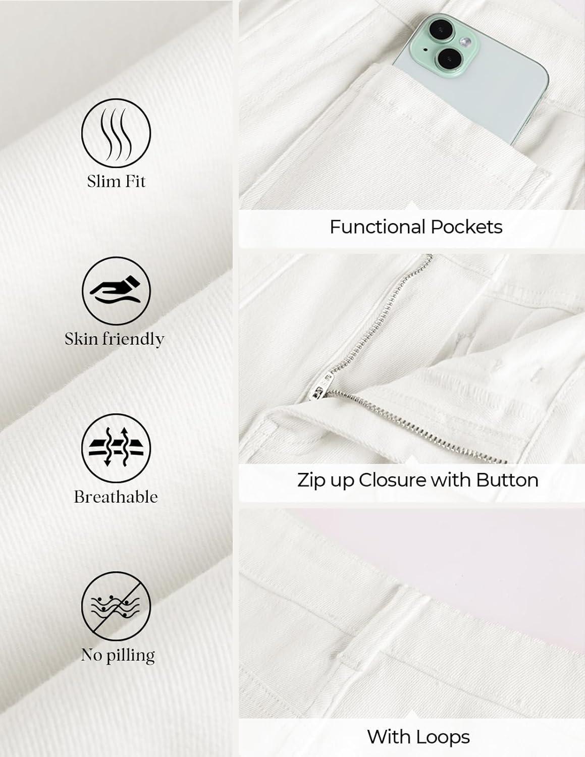 Belle Poque Women Straight Leg Jeans Mid Rise Stretchy Wide Leg Denim Pants with Pockets Front - Image 6